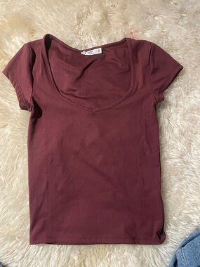Cotton On Women's Short Sleeve Scoop Neck Top - Burgundy